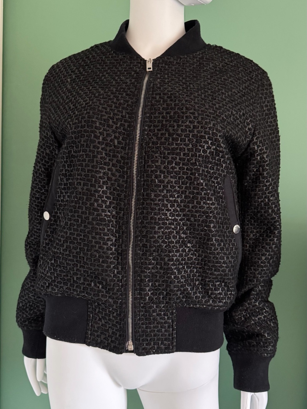 rag & bone Black Textured Bomber Jacket